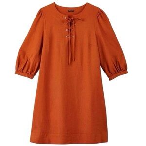 Who What Wear Medium Orange Lace-Up Dress